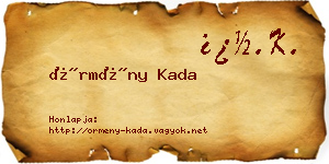 Örmény Kada névjegykártya